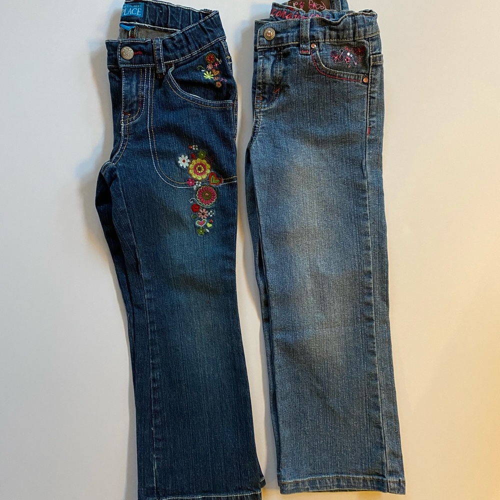 2 Pair of Girls Size 5 Embroidered Jeans